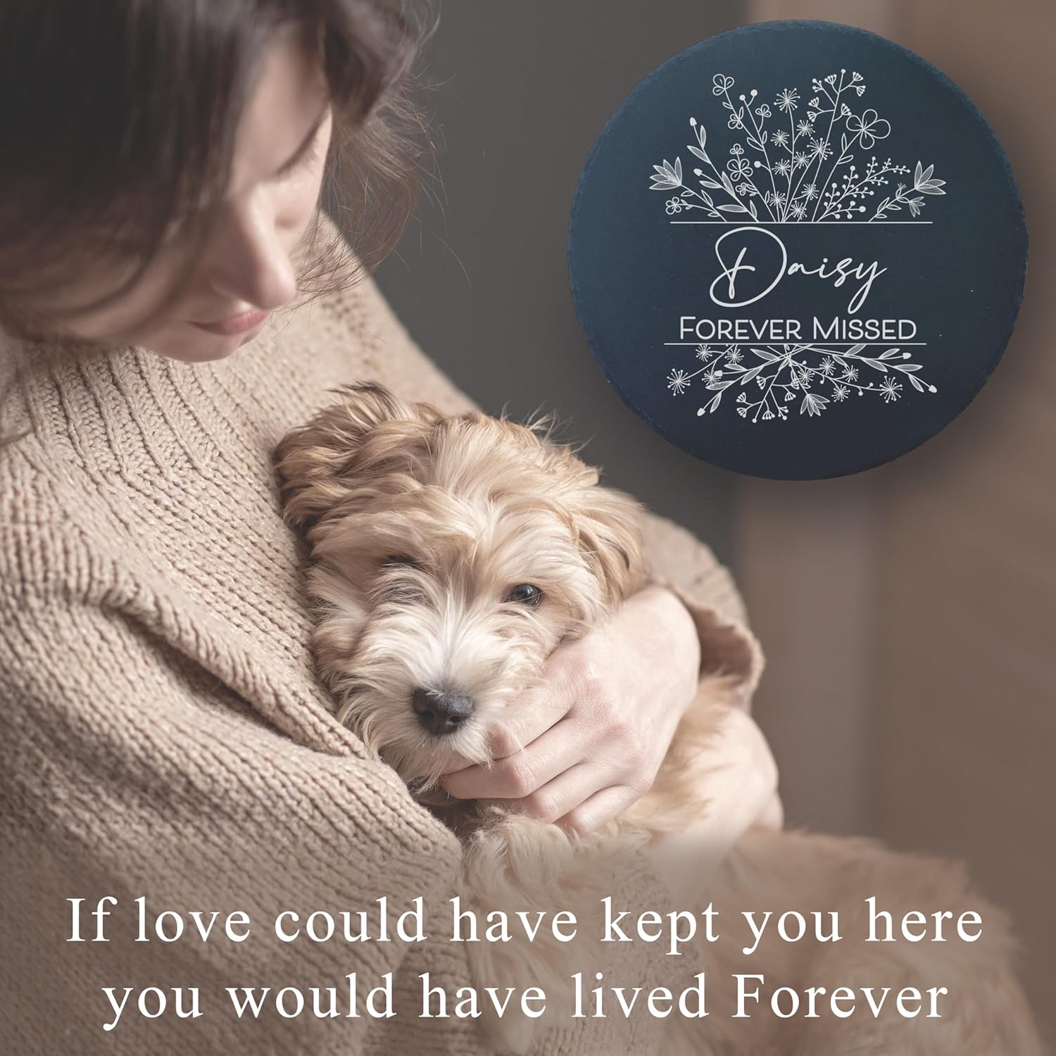 Personalized Pet Memorial Stone for Dogs and Cats | Custom Laser-Etched Weatherproof Garden Grave Marker | Natural Stone Bereavement Headstone Sympathy Gift | 4, 6, 10, or 12 Inch Heart or Circle Shape (A8)-VerdiqueGarden