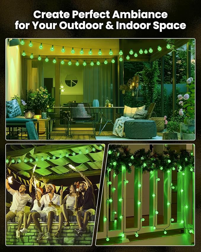 Solar String Lights Outdoor 120 LED 72 Ft Total, Crystal Globe Lights with 8 Lighting Modes, Waterproof Solar Powered Patio Lights for Garden Yard Porch Wedding Party Decor (Green)-VerdiqueGarden