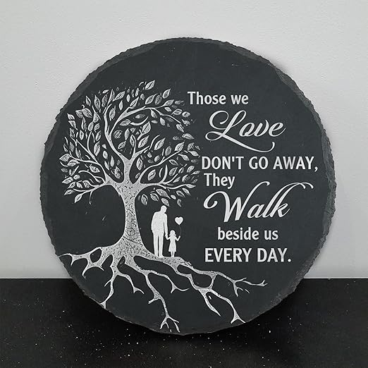 Memorial Stone Man and Child, Dad Memorial Gifts for Daughter, Memorial Gifts for Loss of Father, in Memory of Dad Garden Slate Stone, Sympathy Gift for Loss of Dad Memorial Plaque TNA3-VerdiqueGarden