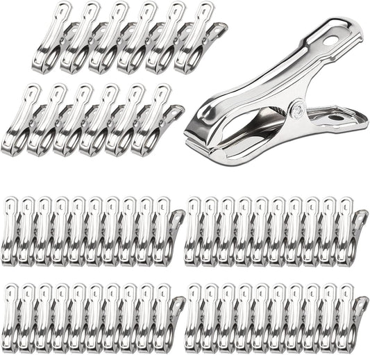JULMELON Garden Clips, 55 PCS Stainless Steel Greenhouse Clamps Heavy Duty Greenhouse Clips Hoops with Large Open Strong Grip for Shade Cloth or Plant Cover Netting-VerdiqueGarden