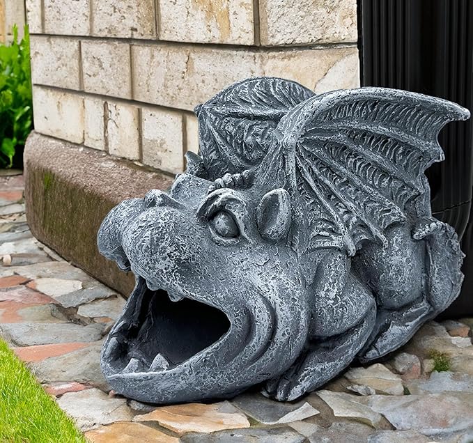 Gothic Gargoyle Statue Decor, Gutter Downspout Splash Block & Diverter, Lifelike Garden Rain Downspout Diverter, 3"x4" Decorative Gutter Extension, Outdoor Gargoyle Statues, Unique Home Accent-VerdiqueGarden