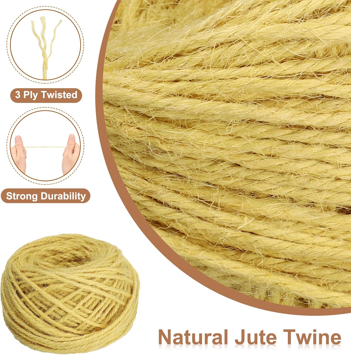 uxcell 164 Feet Natural Jute Twine String,3mm Thin Garden Twine Rope Colored Plant String Cord for DIY Art Crafts Gift Wrapping Decoration Packing Gardening Plant Hanger,Yellow-VerdiqueGarden