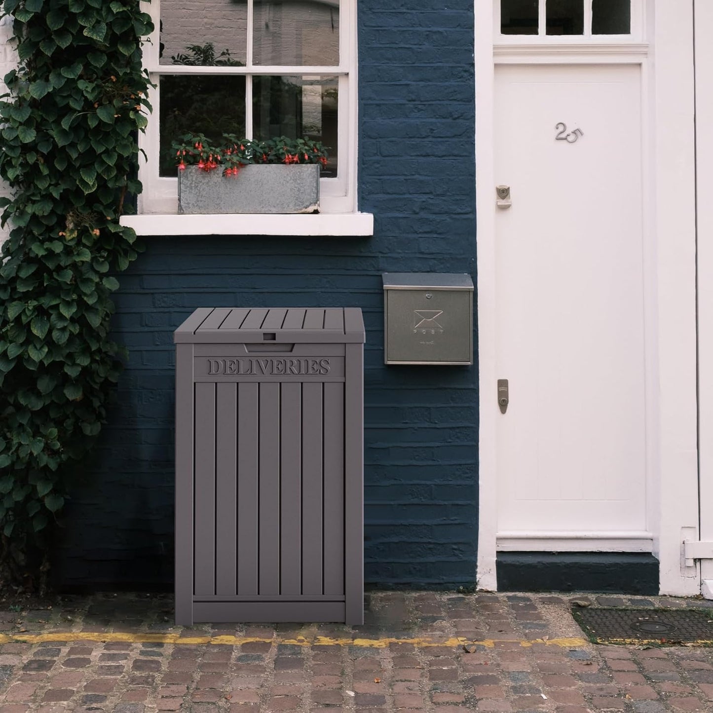 55 Gallon Outdoor Storage Box Waterproof Lockable Resin Deck Box Large, Patio Storage Bin for Pool Accessories Cushion Furniture, Garden Tools, UV-Resistant Outside Delivery Grey-VerdiqueGarden