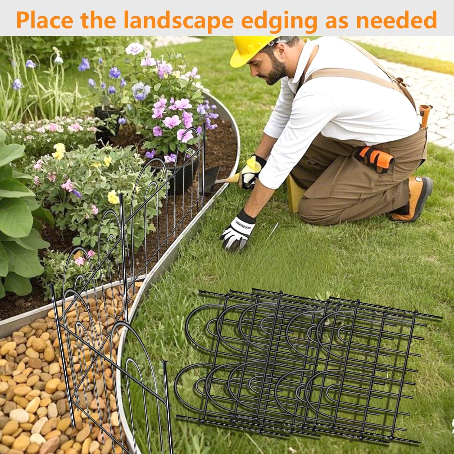 45ft X 13in Animal Barrier Fence, 32 Panels No Dig Fence for Dogs Rabbit, Anti Digging Defense Barrier Garden Edging Border, Rustproof Metal Arched Decorative Garden Fencing for Outdoor, Yard, Lawn-VerdiqueGarden