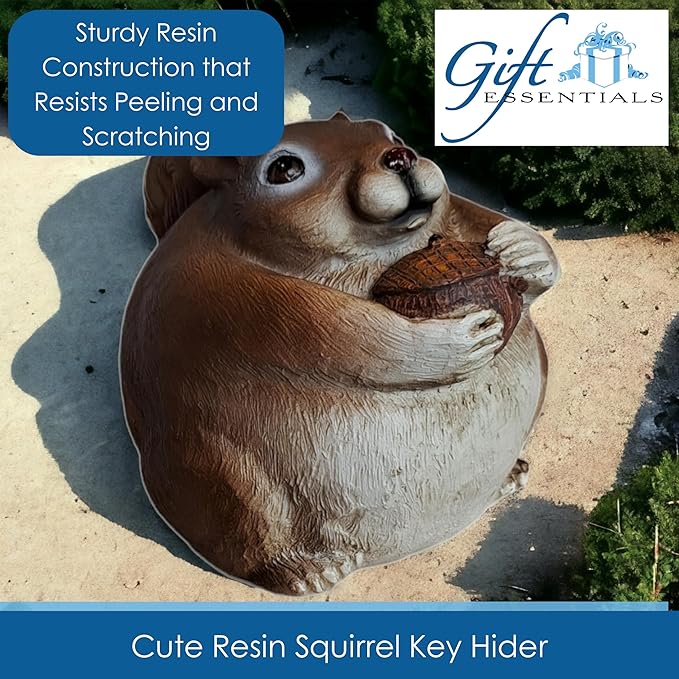 Stocky Squirrel Outdoor Hidden Key Hider and Decorative Patio, Lawn and Garden Statue-VerdiqueGarden