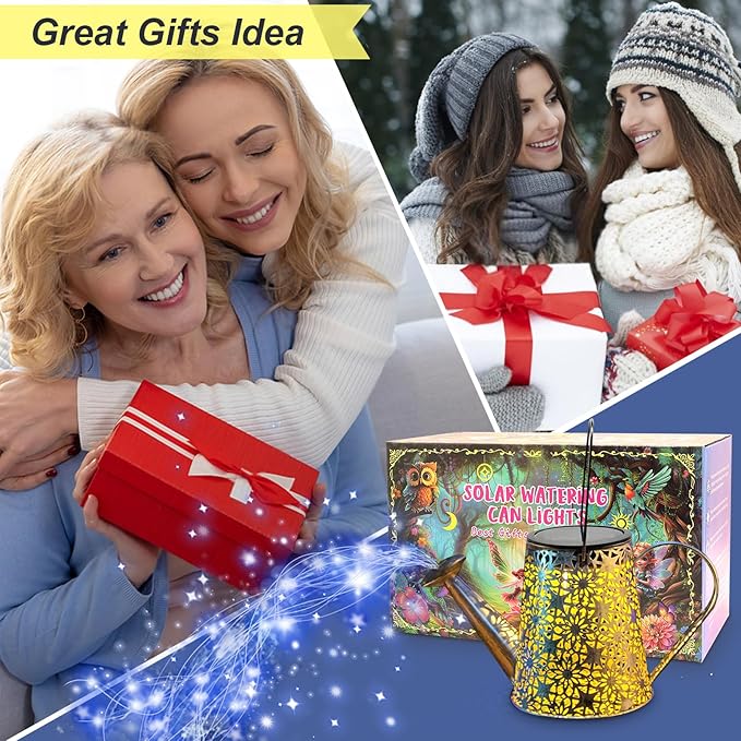 VOOKRY Solar Watering Can Lights, Large Hanging Solar Lights Outdoor Decorative Garden Decor Waterproof for Outside Patio Yard Porch Lawn Landscape Birthday Gifts for Women Mom Grandma(Blue)-VerdiqueGarden