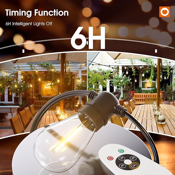 addlon 50FT LED Outdoor String Lights Timer Control with Edison Shatterproof Bulbs, Weatherproof Strand, Commercial Grade Patio Lights, Decorative for Garden or Patio, Black-VerdiqueGarden