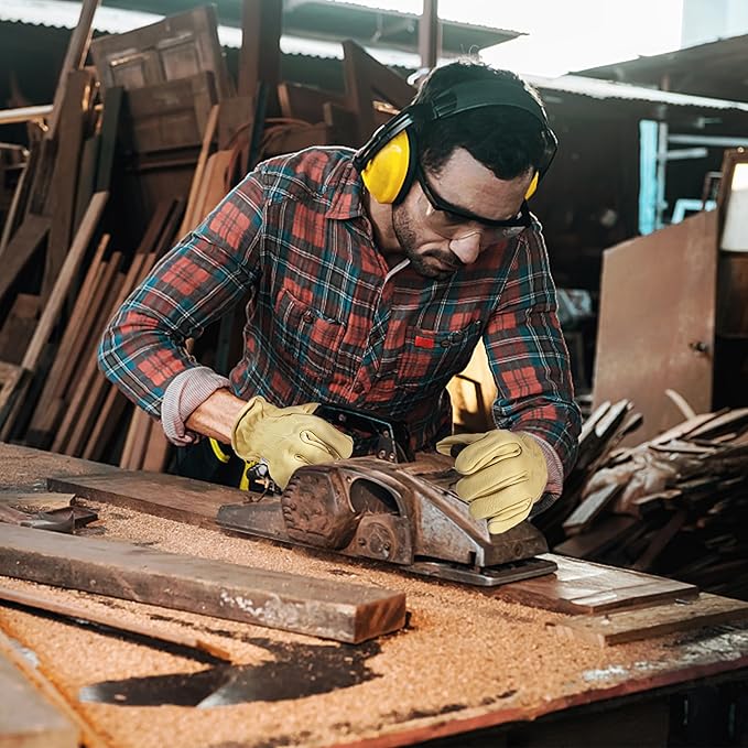 HLDD HANDLANDY Leather Work Gloves for Men & Women, Adjustable Wrist Cowhide Gardening Glove with Reinforced Palm for Driver-VerdiqueGarden