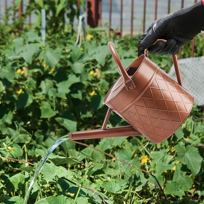 1.75 Gallon Outdoor Metal Watering Can for Garden Plants,Copper Color Watering Can with Removable Spray Spout, Ideal for Outdoor Use (Copper)-VerdiqueGarden