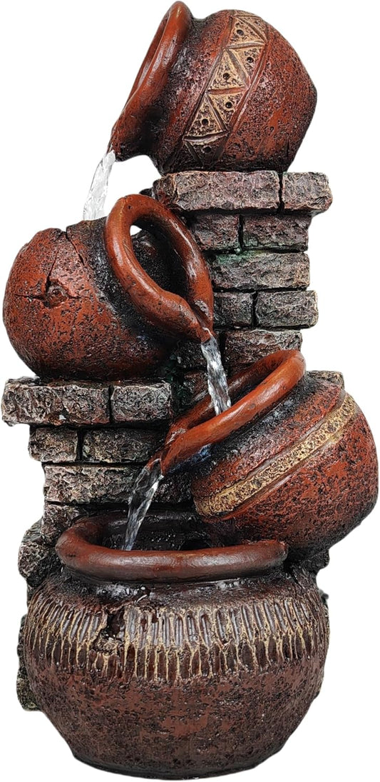 Indoor Desktop Fountain with Led Light - Layered Rock Waterfall Fountain, 13.77 x 5.9 x 5.9 inches, Silent Tabletop Water Feature Decor for Relaxation-VerdiqueGarden