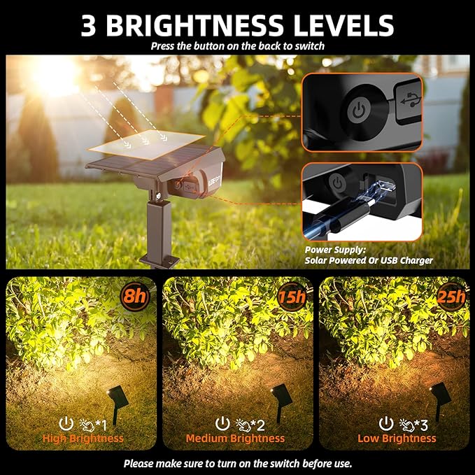 3 Brightness Modes Solar Outdoor Lights, 360 Degree Adjustable Lighting Angle with 40 LED's, Spotlights Outdoor Waterproof Auto On or Off Solar Garden Lights 8 Pack-VerdiqueGarden
