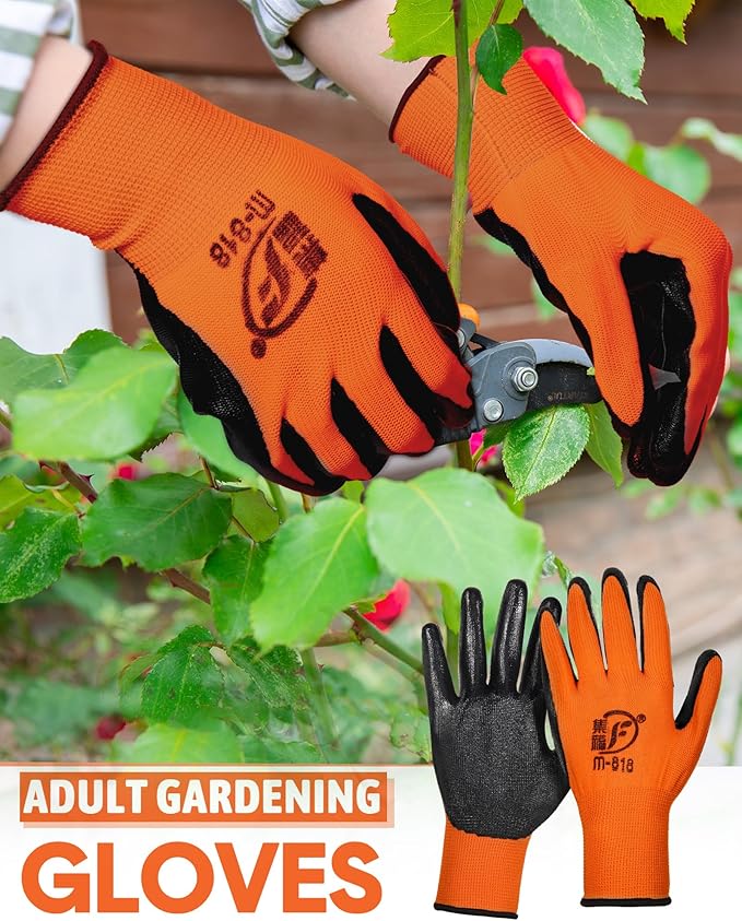 Nuogo 24 Pairs Gardening Gloves for Men Women Rubber Coated Landscaping Work Gloves Safety Work Construction-VerdiqueGarden