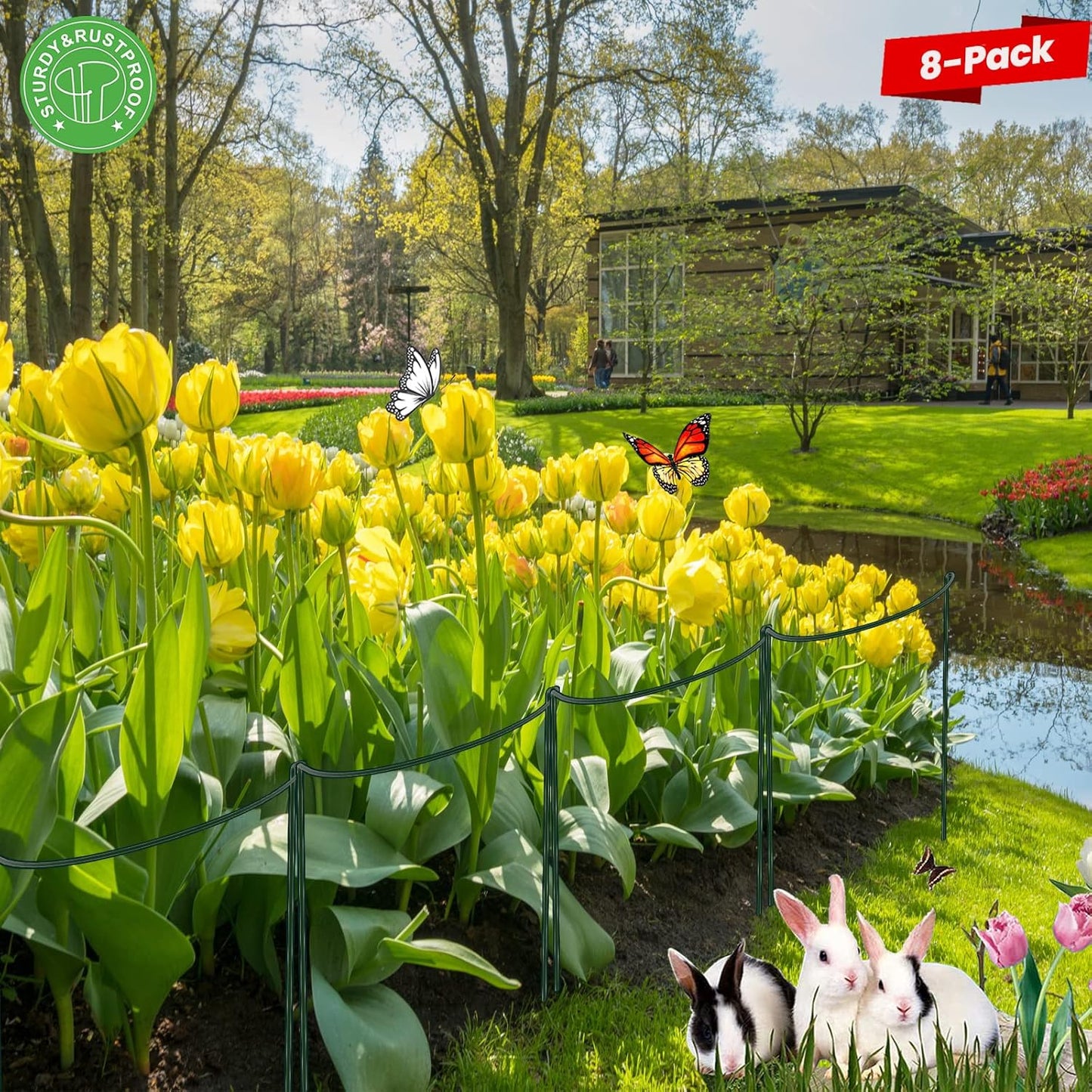 8 Pack Half Round Plant Support Stakes Sets - Strong Plant Support, Versatile Plant Cages, Durable Plant Stakes, Plant Support Rings for Indoor and Outdoor Plants, Such as Peonies, Hydrangeas, Roses-VerdiqueGarden