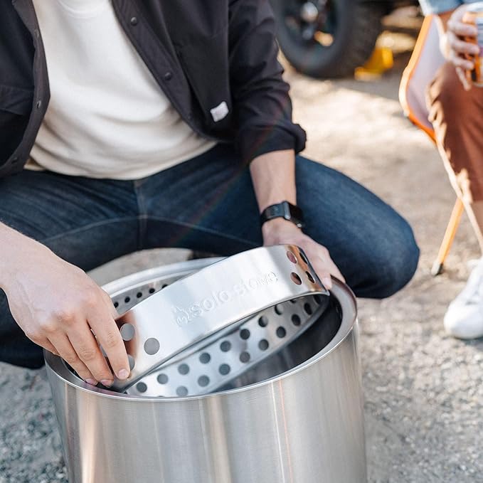 Solo Stove Ranger Essential Bundle | Ideal for 2–4 People | Smokeless Wood Burning Fire Pit with Stand, Lid & Ash Pan | Portable Outdoor Camping Stove, Stainless Steel, 15.25" H x 15" D-VerdiqueGarden