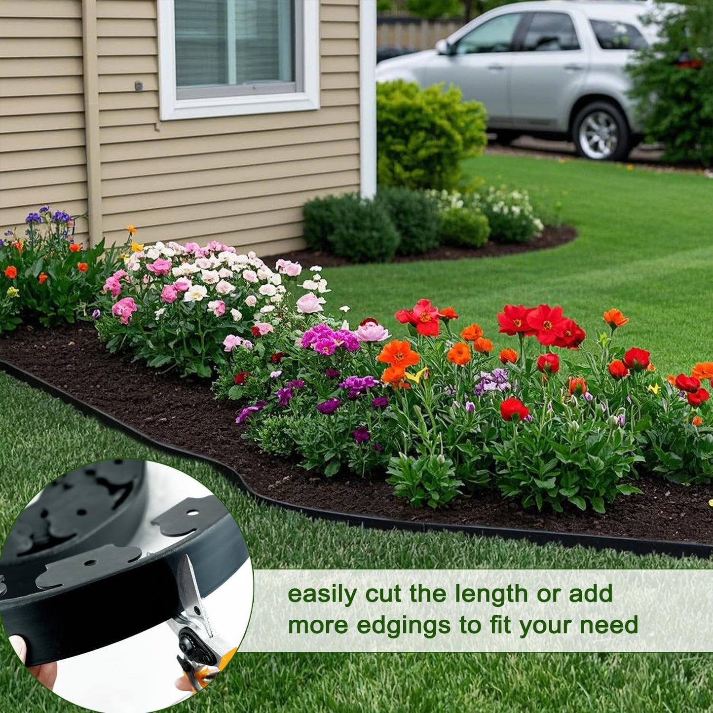 Hugeleaf Landscape Edging 2 Inch Tall, 30 Feet Garden Edging Border with 30pcs Stakes, Plastic Edging for Landscaping,Lawn,Flower Beds, Paver Edging (Black)-VerdiqueGarden