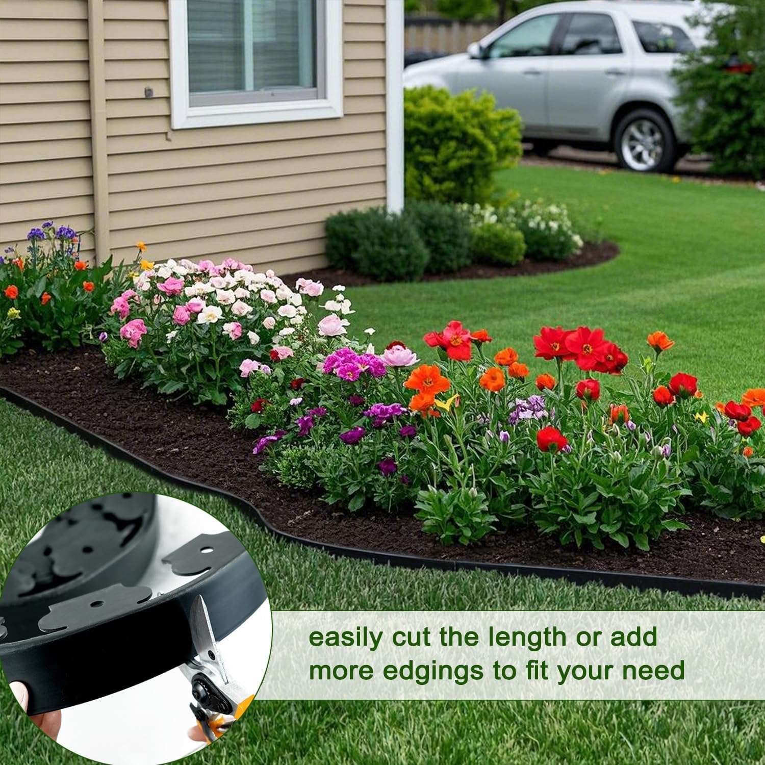 Hugeleaf Landscape Edging 2 Inch Tall, 30 Feet Garden Edging Border with 30pcs Stakes, Plastic Edging for Landscaping,Lawn,Flower Beds, Paver Edging (Black)-VerdiqueGarden