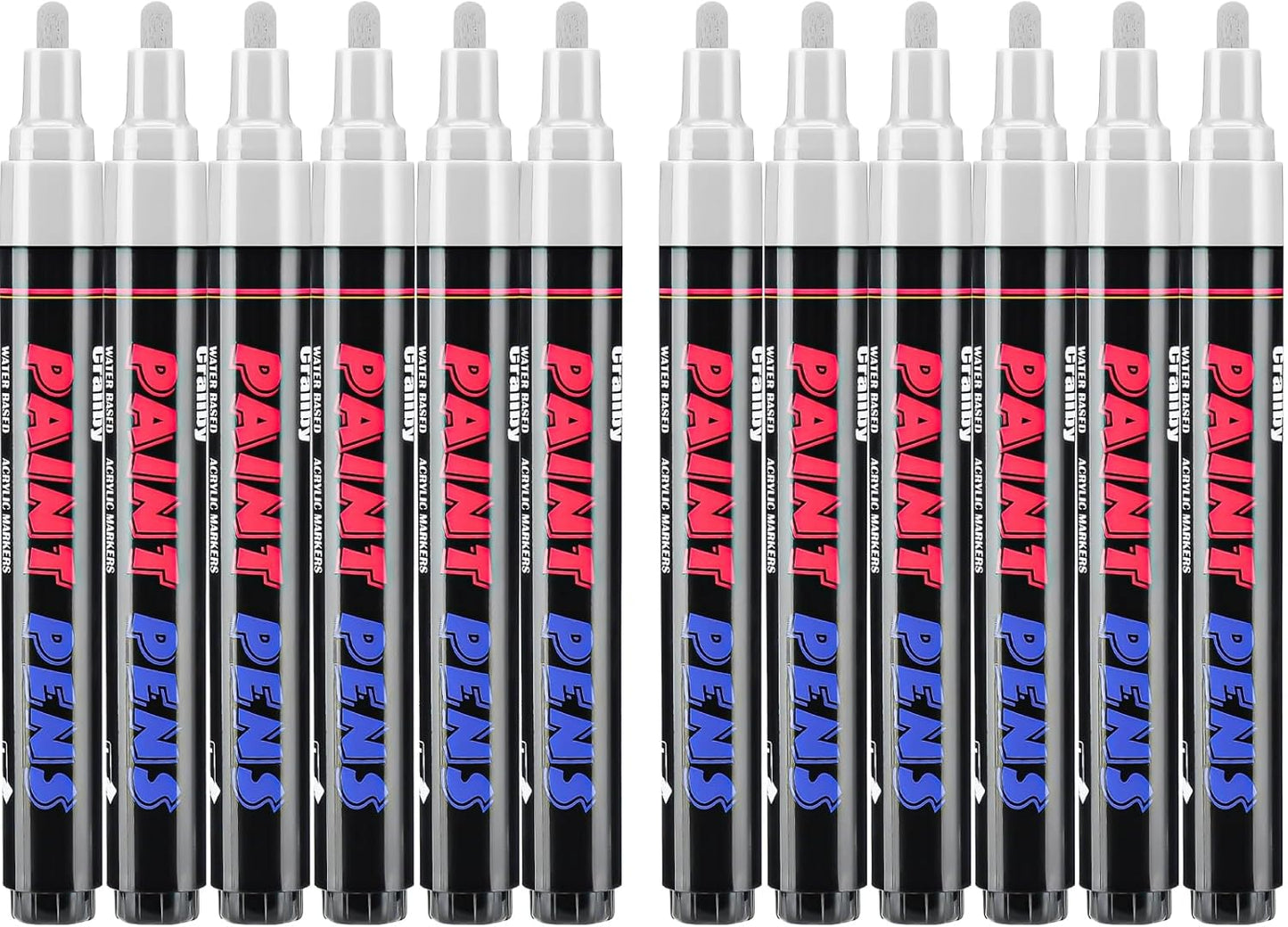 White Paint Pens Paint Markers - 12 Pack Permanent Quick Dry Waterproof Marker Pens for Rocks Wood Fabric Plastic Canvas Glass Mugs Metal Tire Stone-VerdiqueGarden