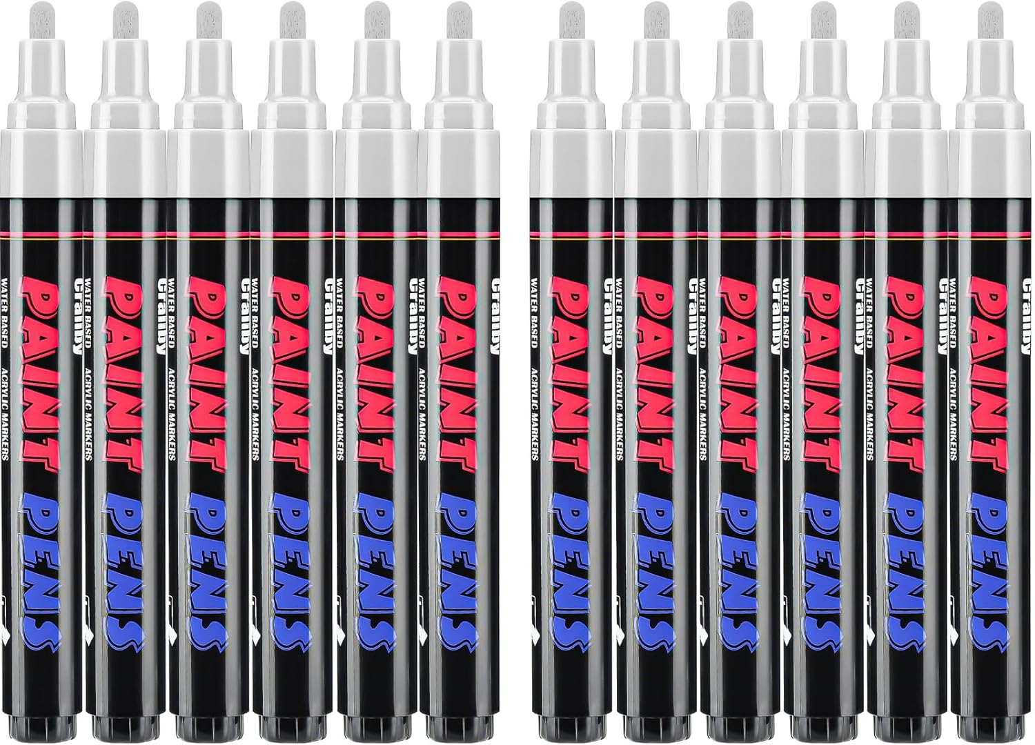 White Paint Pens Paint Markers - 12 Pack Permanent Quick Dry Waterproof Marker Pens for Rocks Wood Fabric Plastic Canvas Glass Mugs Metal Tire Stone-VerdiqueGarden