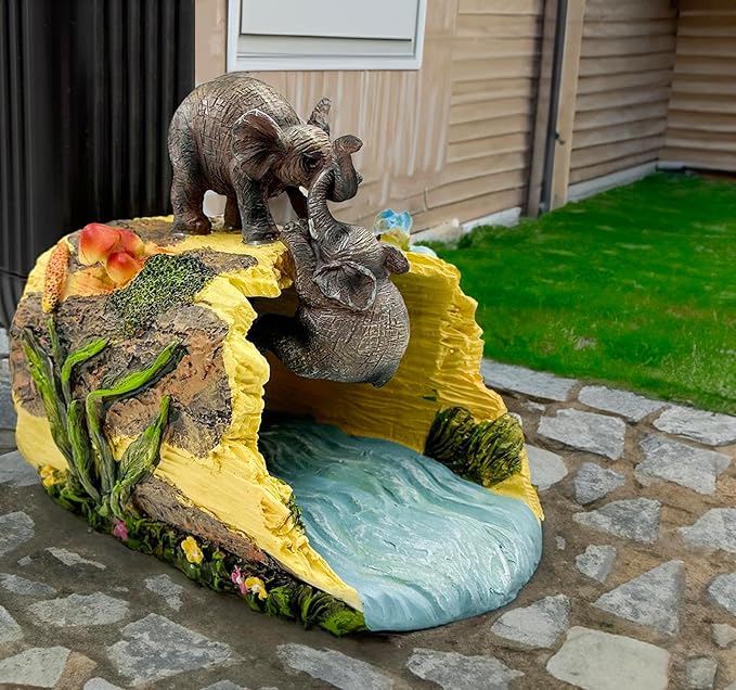 Elephant Sculpture 3"x4" Gutter Downspout Extension, Outdoor Decor Sculpture, Garden Animal Statue, Gutter Diverter Rain, Decorative Gutter Extension Downspout, Eco-Friendly and Durable-VerdiqueGarden
