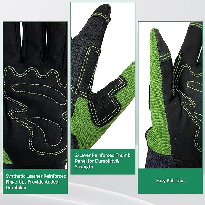 Synthetic Leather Spandex Mechanic Thorn Proof & Puncture Resistant Working Gloves with Touchscreen Support - Safety Work and Gardening Gloves for Men and Women-VerdiqueGarden