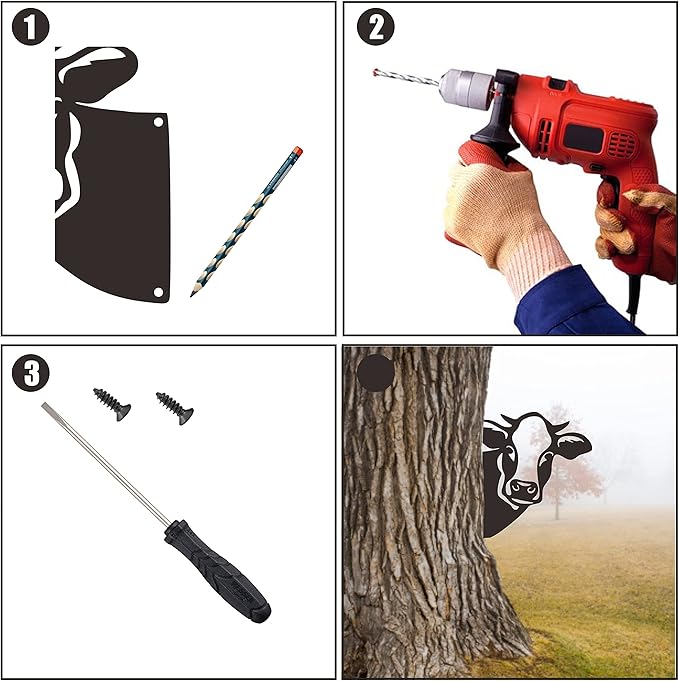 Cow Metal Art Farm Garden Decor Garden Fence Decoration Outdoor Decoration for Farmhouse Yard Lawn-VerdiqueGarden