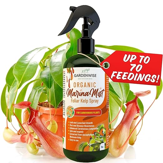 100% Organic Marina Mist Carnivorous Plant Food | Liquid Kelp Foliar Spray for Plants - Kelp Fertilizer for Venus Flytraps, Sundew, Butterworts, Pitcher Plants 8 Oz-VerdiqueGarden