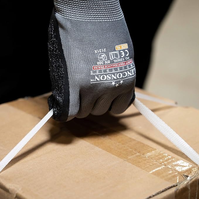 linconson 12 Pack Safety Performance Series Construction Mechanics Wrinkle Latex Work Gloves-VerdiqueGarden