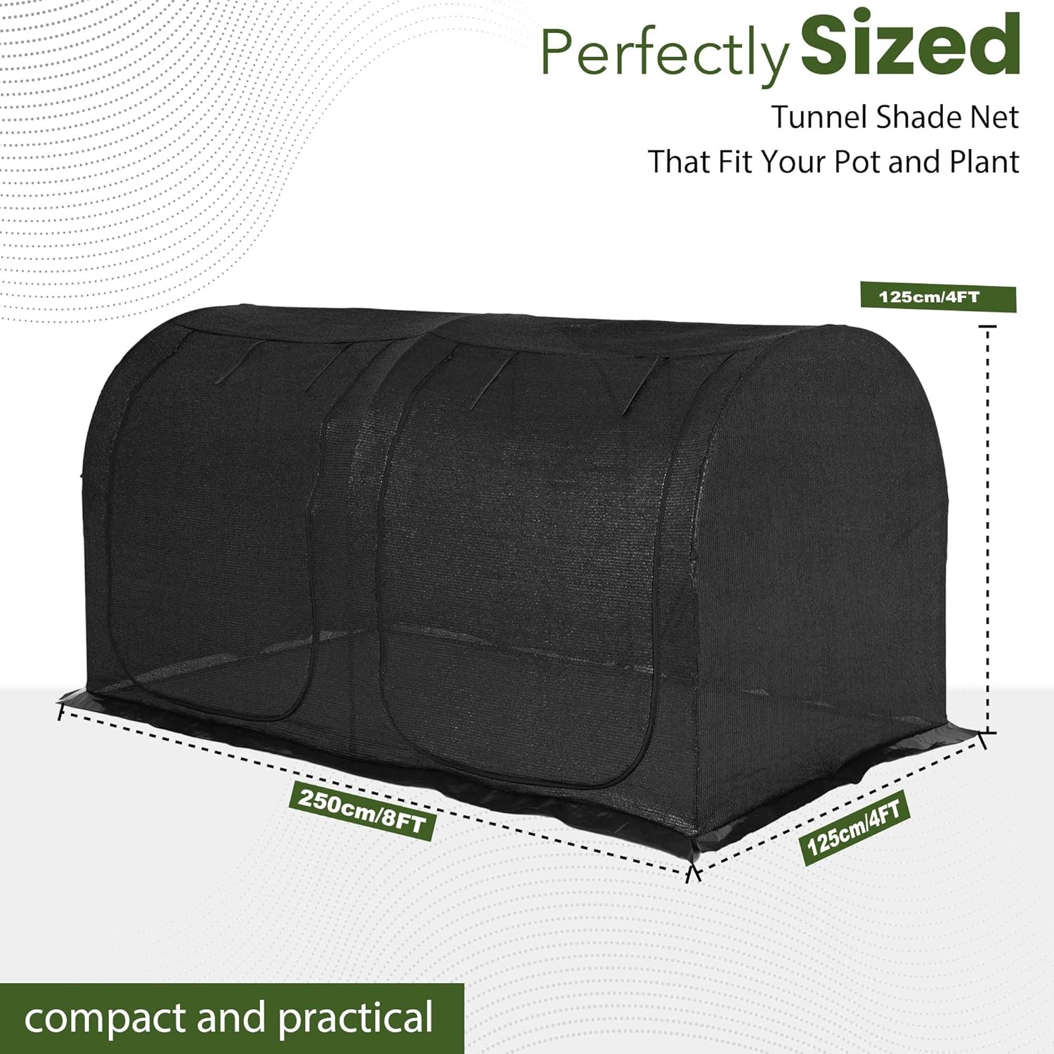 Large Tunnel 8.2'x4' Sunshade Cloth Gardening Net,Easy Set up 4FT Tall Crops Shade Cover, UV Resistant Plant 80% Sunblock Net for Vegetables,Fruits and Mini Flower Pot with Stakes and Carry-VerdiqueGarden