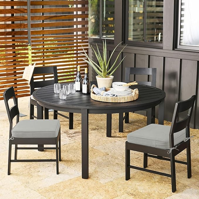 Outdoor Sunbrella Square Corner Seat Cushion, 18.5"x16"x3", Set of 4, Non Slip Outdoor Seat Cushion Pads with Removable Cover for Patio Furniture, Garden Yard Lawn, Specrtum Pebble-VerdiqueGarden