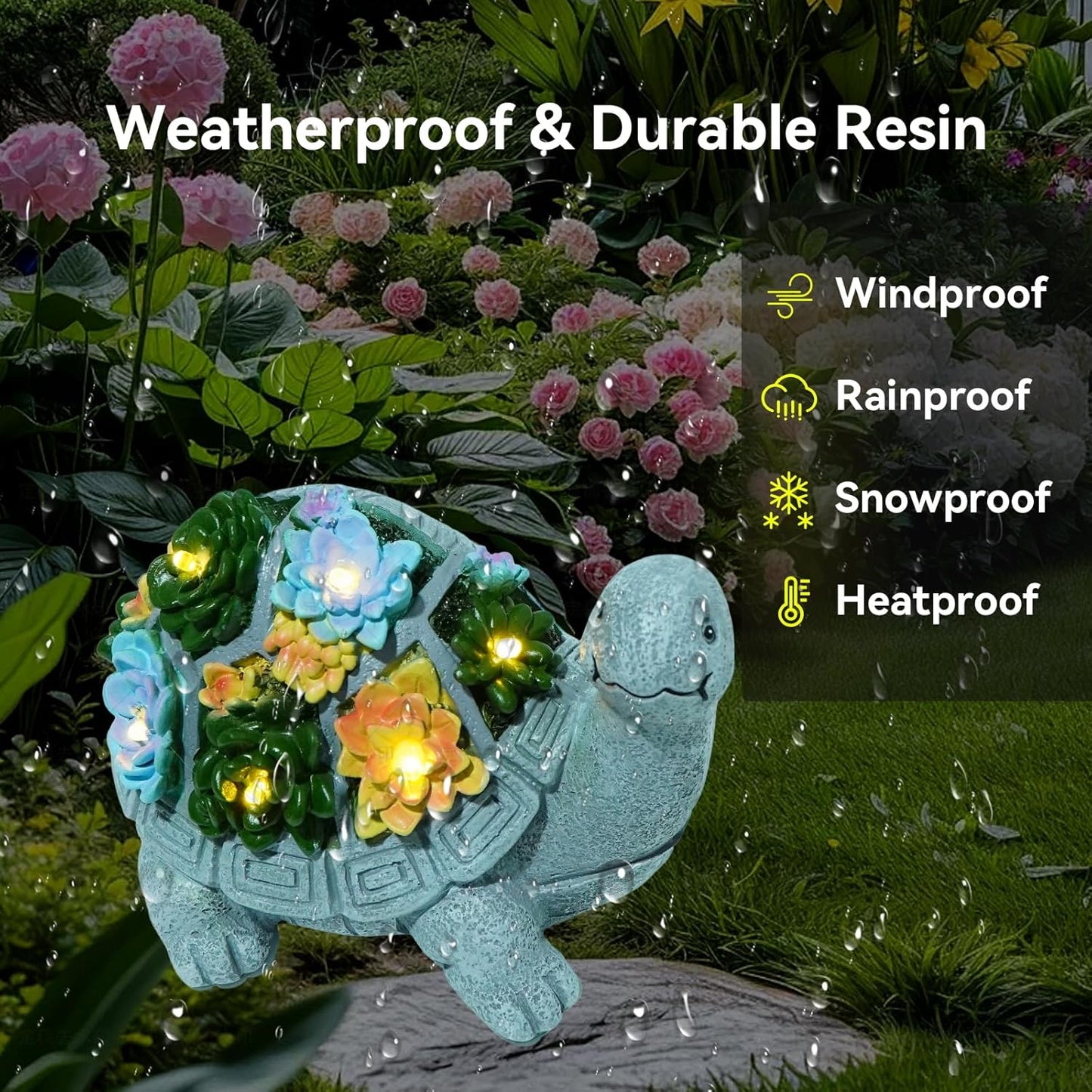 Solar Turtle Garden Statues with LED Lights, Outdoor Decor for Patio Yard Balcony - Unique Housewarming Birthday Gifts for Women Mom Grandma-VerdiqueGarden