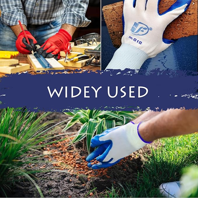 48 Pairs Garden Gloves for Women Men Breathable Rubber Coated Yard Safety Work Thorn Proof Work Gloves-VerdiqueGarden