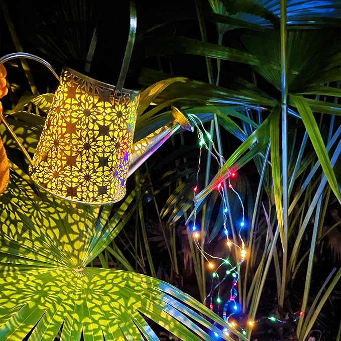VOOKRY Solar Watering Can Lights, Outdoor Large Hanging Lantern Waterproof, Multicolor Retro Metal Solar Lights for Patio Yard Porch Lawn Garden Christmas Decor Gifts for Mom Women Grandma Birthday-VerdiqueGarden