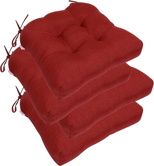 RACE LEAF Patio Chair Cushions 19x19 4 Pack, Thickened Outdoor Seat Cushions Water Resistant Stain Resistant Non-Slip Ties (Red)-VerdiqueGarden