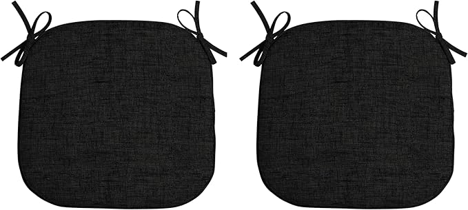 Arden Indoor/Outdoor Foam Seat Pad, 2 Pack, 17 x 16, Patio Cushion, Water Repellent, Fade Resistant, Foam Cushion Black Leala-VerdiqueGarden