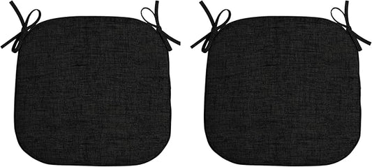 Arden Indoor/Outdoor Foam Seat Pad, 2 Pack, 17 x 16, Patio Cushion, Water Repellent, Fade Resistant, Foam Cushion Black Leala-VerdiqueGarden