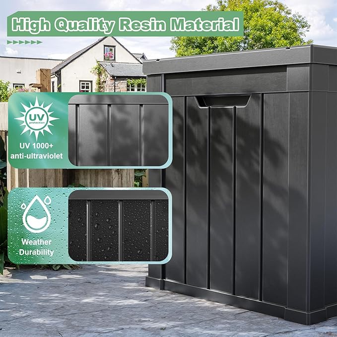 DRATO 50 Gallon Deck Box, Outdoor Storage Box for Patio Cushion, Sports Equipment, Garden Tools,Waterproof Patio Storage box, Lockable (Black)-VerdiqueGarden