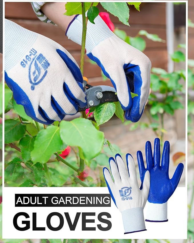 Nuogo 48 Pairs Gardening Gloves for Men Women Rubber Coated Safety Work Gloves Bulk for Gardening Construction Work-VerdiqueGarden