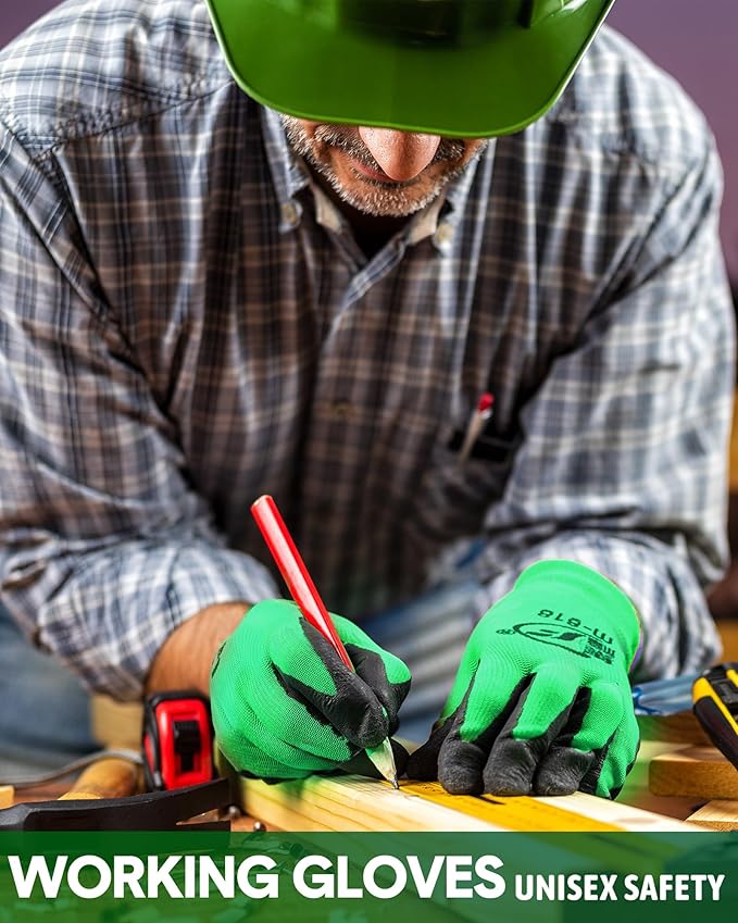 Nuogo 24 Pairs Gardening Gloves for Men Women Rubber Coated Landscaping Work Gloves Safety Work Construction-VerdiqueGarden