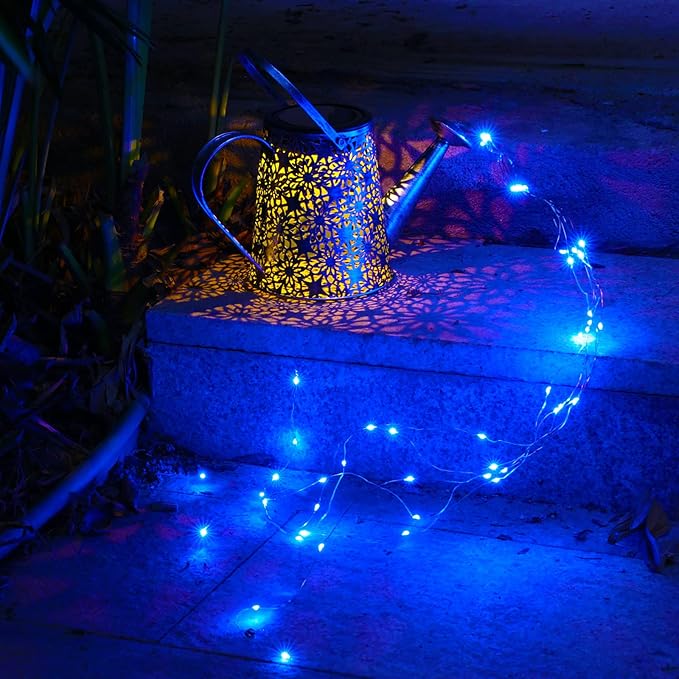 VOOKRY Solar Watering Can Lights, Large Hanging Solar Lights Outdoor Decorative Garden Decor Waterproof for Outside Patio Yard Porch Lawn Landscape Birthday Gifts for Women Mom Grandma(Blue)-VerdiqueGarden