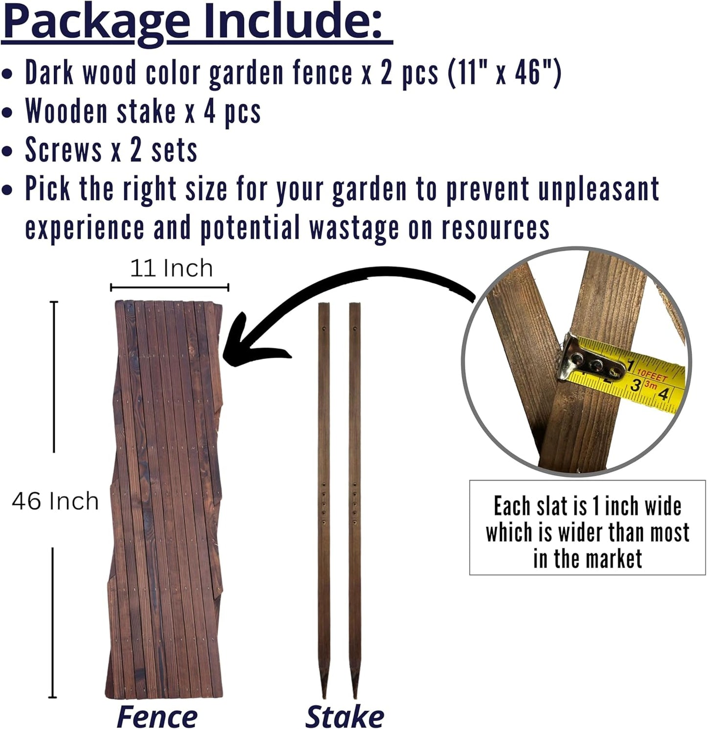 ShopLaLa Garden Fence (2 Pack, Total 12ft (L)) Wooden Lattice Panels for Outside Flower Edging Landscape Patio Outdoor Decor, Expandable Wood Plant Trellis Fences and Gates, Animal Barrier for Dogs-VerdiqueGarden