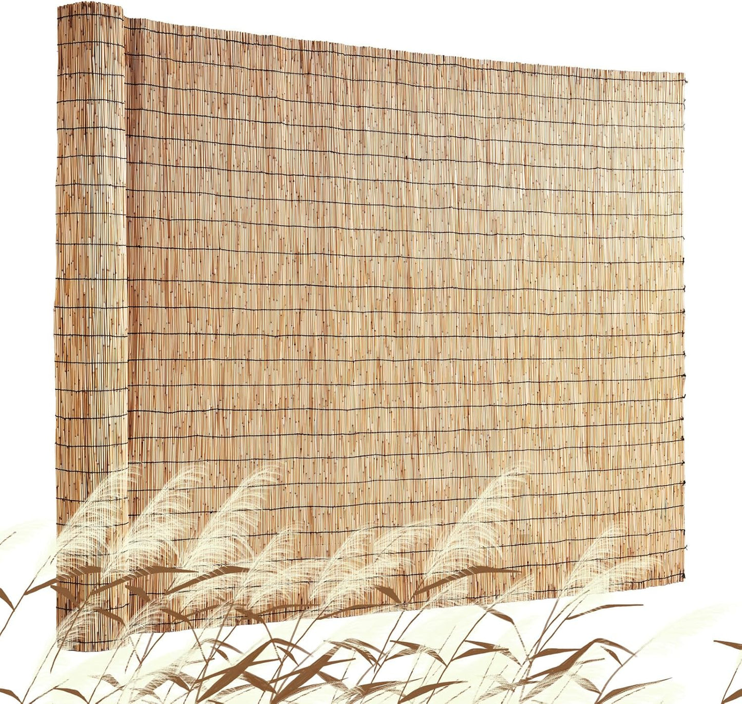 VEVOR Natural Reed Fencing, 4 ft x 16.4 ft, Reed Screen Curtain Balcony Reed Fence Roll for Outdoor Backyard Patio, Decorative Fence for Backyard Garden Fencing Divider, Privacy Screen Panel, Natural-VerdiqueGarden