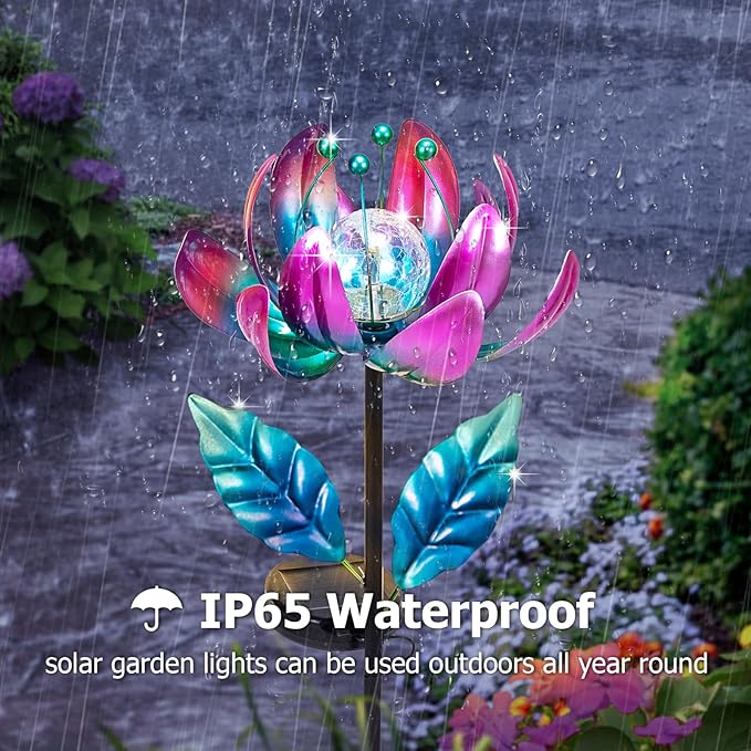 Outdoor Garden Decor Solar Spinners Lights - Metal Wind Spinner Solar Lights for Yard, Patio, Garden Lawn Oranments-VerdiqueGarden
