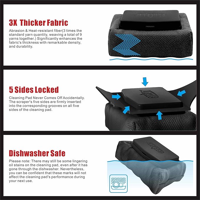 GRILLART Grill Brush Bristle Free. SteamWizards BBQ Replaceable Cleaning Head, Seamless-Fit Scraper Tools for Cast Iron/Stainless-Steel Grates Griddle, Safe Barbecue Grill Cleaner Brush-Dark Black-VerdiqueGarden