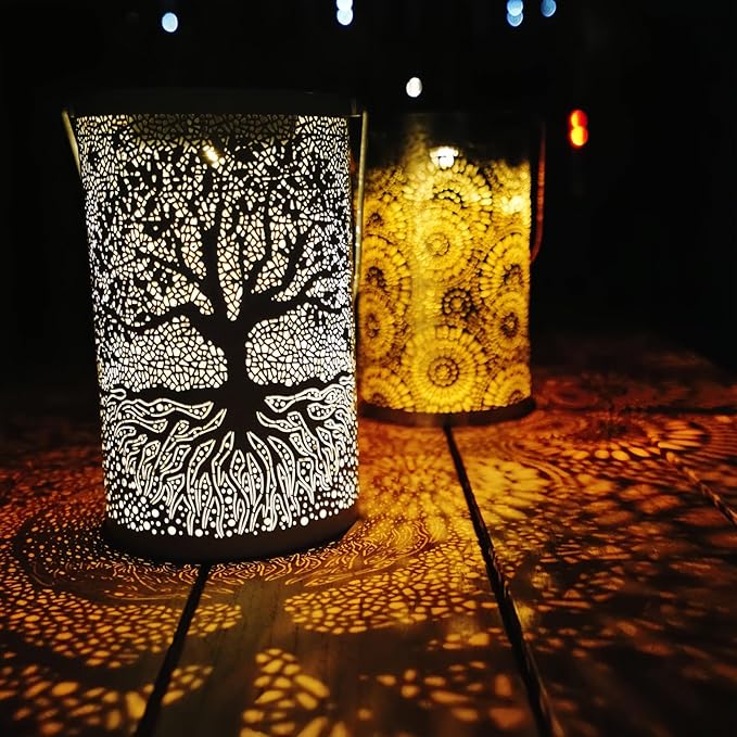 Holiday Decor, The Tree of Life Solar Lantern Outdoor Waterproof, Hanging Solar Light, Weather Resistant, Metal Garden Decor Outdoor, Thanksgiving Christmas Table Decor Indoor, Gifts for Women-VerdiqueGarden