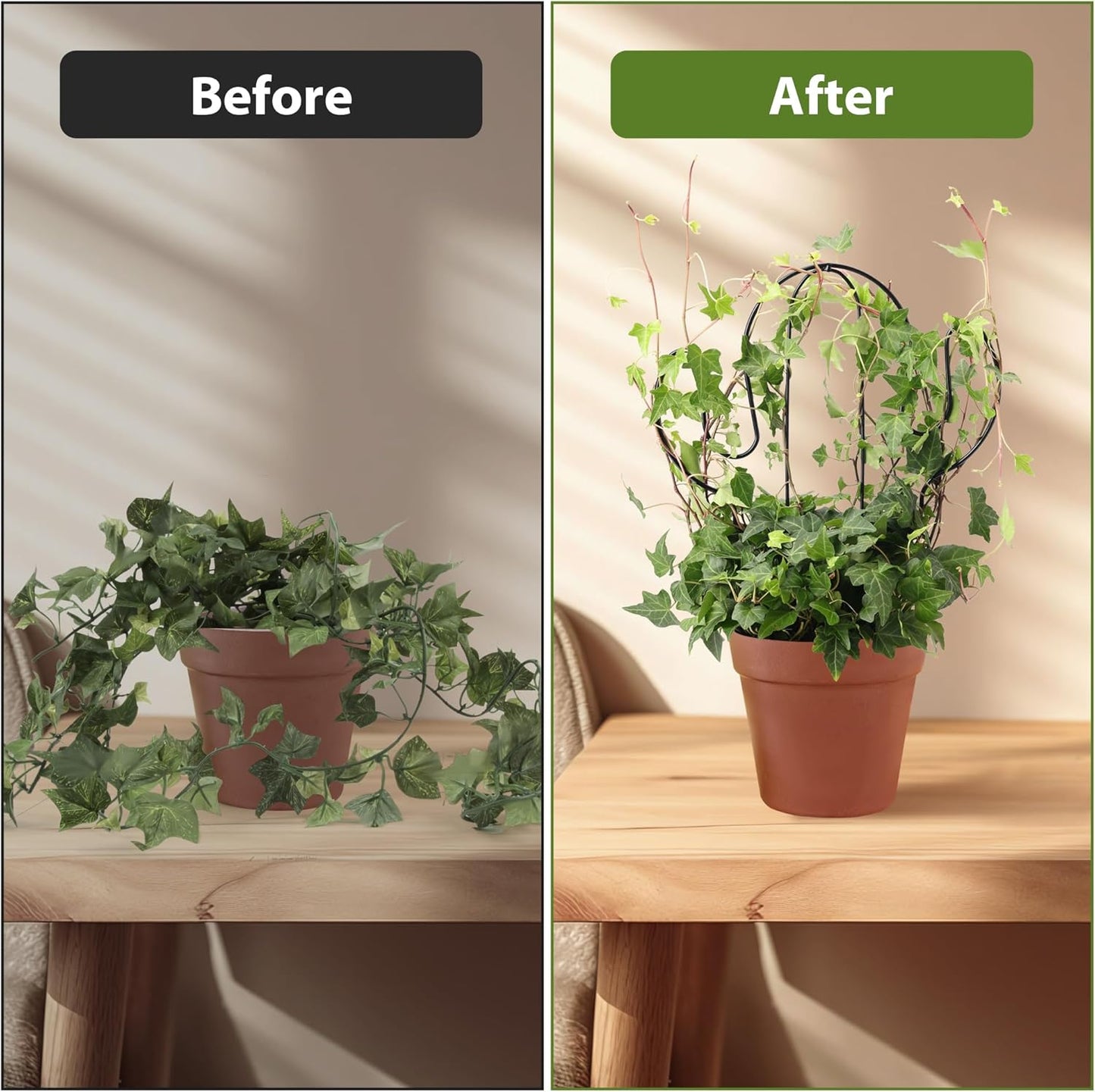 2 Pack Plant Trellis Indoor, 11.4" W x 13" H Small Trellis for Potted Plants, Decorative Trellis for Climbing Plants Indoor, Ideal for Vines on Tabletops, Balconies, Gardens and Lawns, Cactus-Shaped-VerdiqueGarden