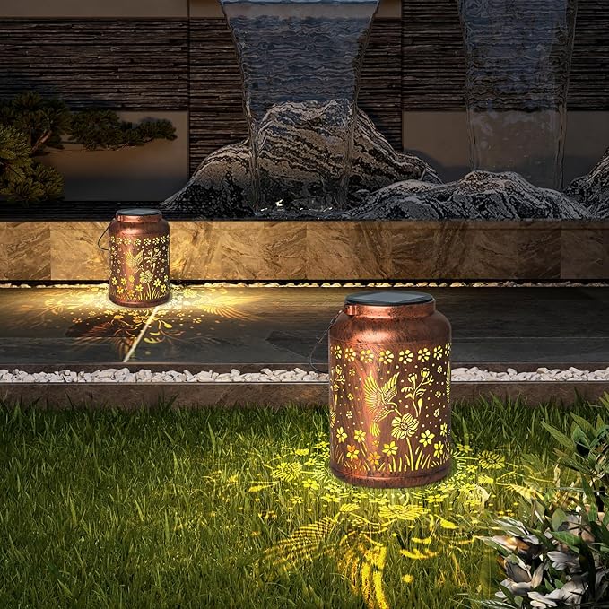 Hummingbird Lanterns Outdoor, Waterproof Hanging Lantern Garden Decor, Birthday Gifts for Women, Men, Mom, Mothers Day Gifts, Lights Outdoor Apply Patio, Yard, Lawn, Balcony-VerdiqueGarden