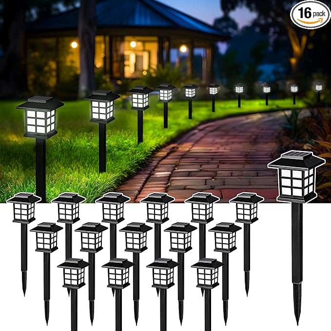 SOLPEX Solar Outdoor Lights,16 Pack Solar Path Lights, Solar Walkway Lights Outdoor, Solar Garden Lights, Solar Pathway Lights Outdoor Waterproof for Garden, Yard, Landscape and Driveway(Cold White)-VerdiqueGarden