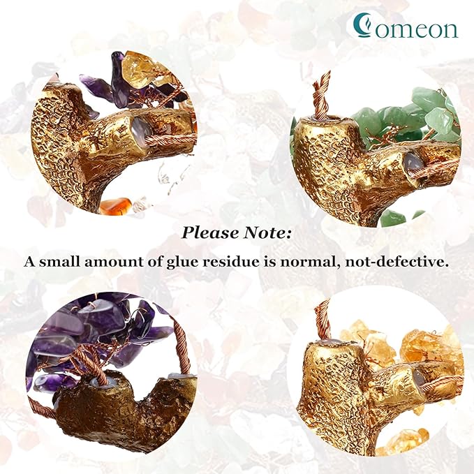 Comeon Large Crystal Quartz Lucky Tree Gem Tree for Office Home Feng Shui Decoration for Wealth/Fortune and Luck (Mix-Gemstone)-VerdiqueGarden