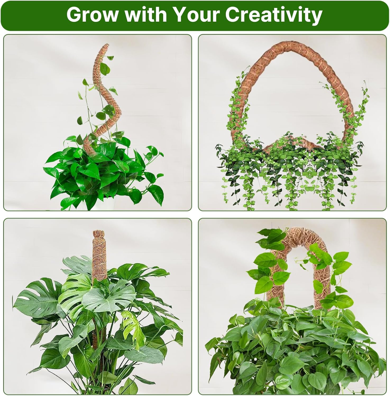48 Inch Bendable Moss Pole for Plants Monstera, Coir Plant Pole Stick, Support Stake for Climbing Plants Indoor, Pothos, Philodendron, Moss Pole kit, Plant Support Stake for Plants Indoor-VerdiqueGarden