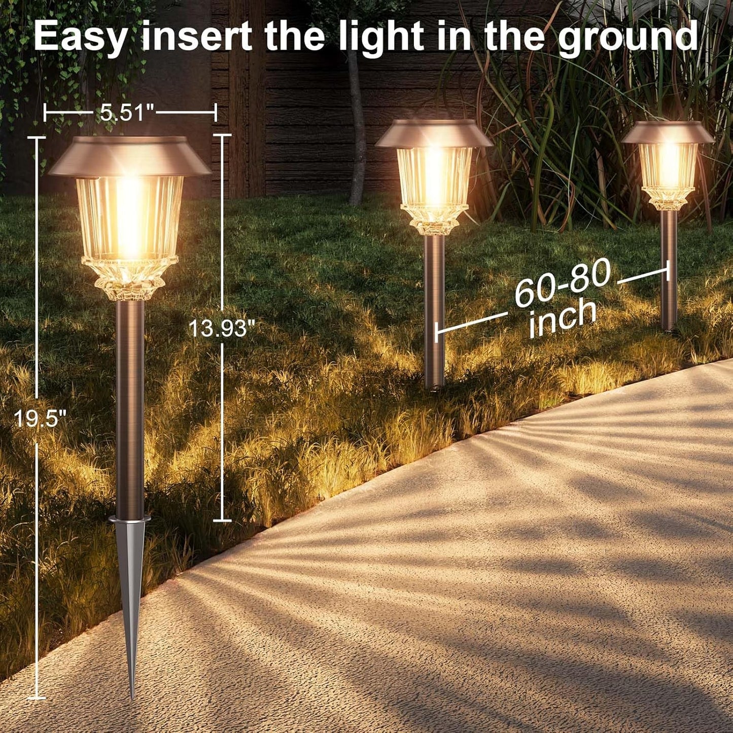 XMCOSY+ Solar Lights Outdoor Waterproof, 4 Pack Solar Lights for Outside, 10-40 LM Dimmable LED Glass Outdoor Solar Lights for Yard Pathway Garden Lawn Driveway Walkway (Warm White)-VerdiqueGarden